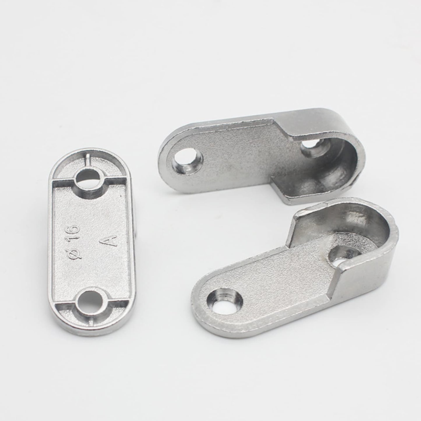 Oval Wardrobe Hanging Rail Rod Pole Socket, Stainless Steel Pipe Bracket, Wall Mount End Supports for Closet Curtain 16mm (20Pcs)