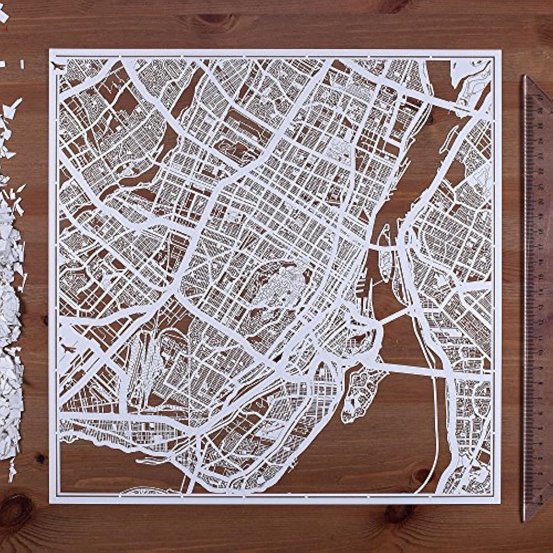 O3 DESIGN STUDIO Montreal Paper Cut Map White 12×12 inches Paper Art