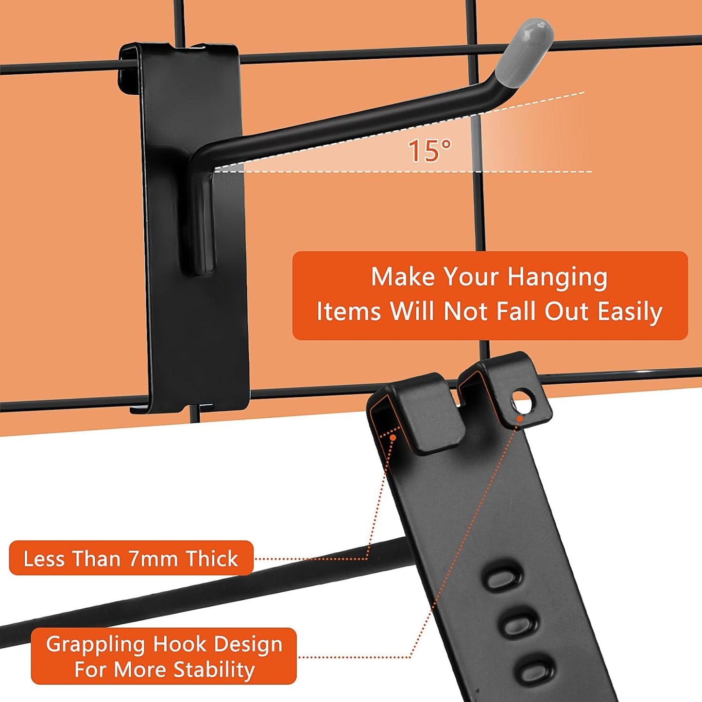 Malloom 50 Pack Gridwall Hooks, 6 Inch Gridwall Panel Hooks Metal Gridwall Hanging Hooks Hangers Black Commercial Grade Gridwall Pegs Gridwall