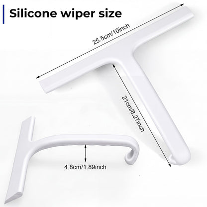 wlich Shower Squeegee, 10" Silicone Shower Wiper for Glass Doors, White