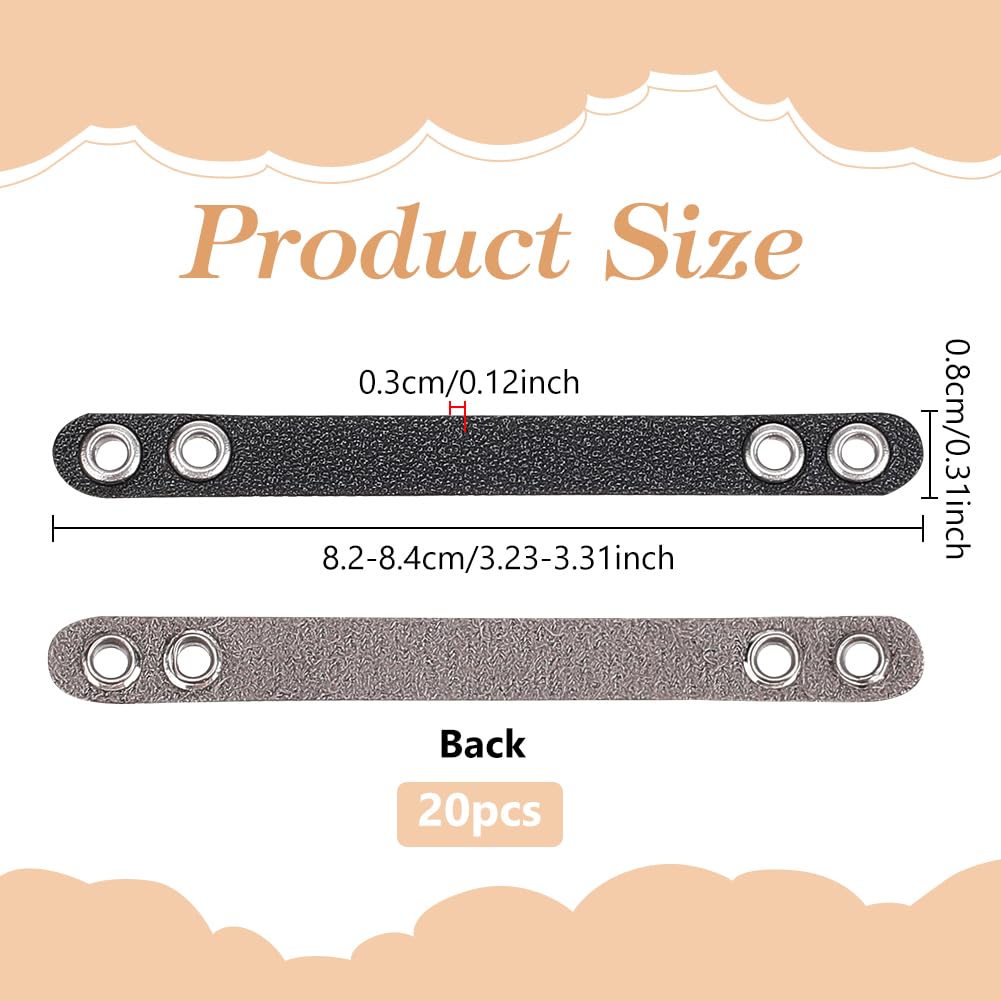 NBEADS 20 Pcs Coat Hanging Chains, Imitation Leather Bag Webbing Straps with Silver Metal Eyelets Durable Coat Loops Hanger Straps for Coats Jackets