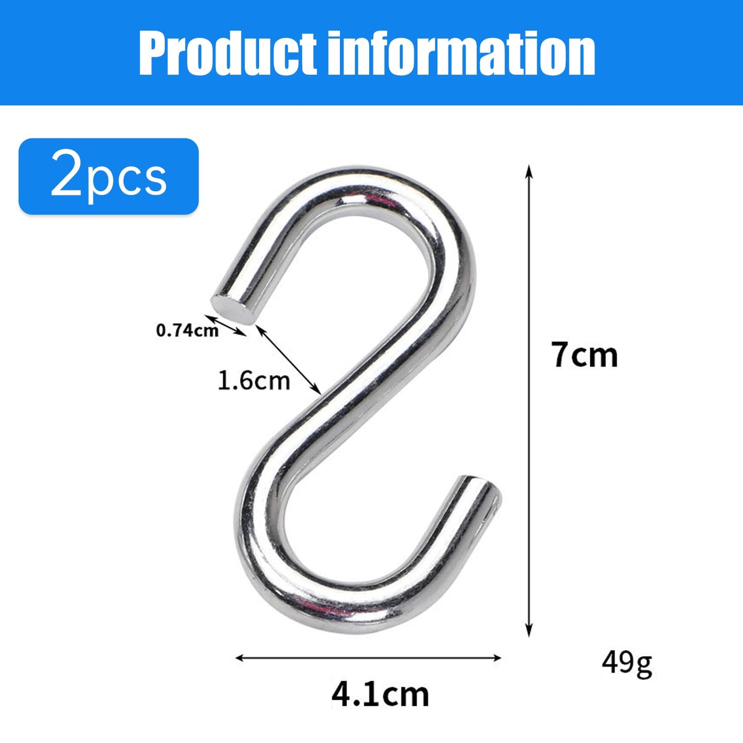 UEKPDM 304 Stainless Steel 3 - Inch S Hooks, Industrial Grade Utility Hooks for Hammock and Swing, 2 Packs