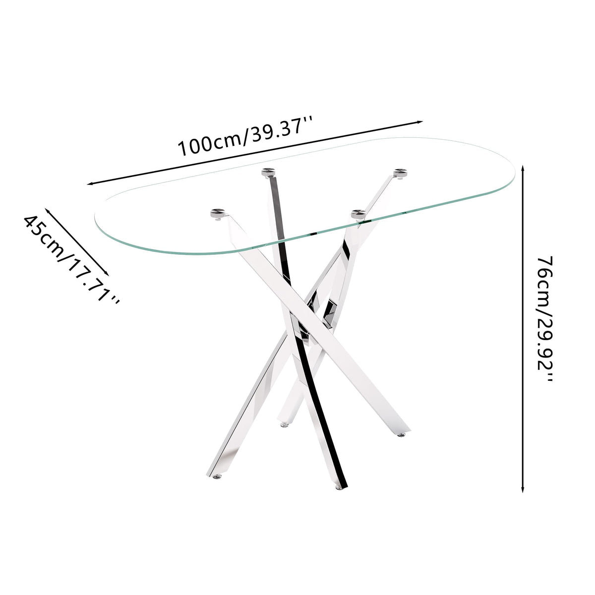 GOLDFAN Glass Console Table Modern Contemporary Style Hallway Table with Chrome Tubular Legs Foyer Table for Entryway, Living Room, Office