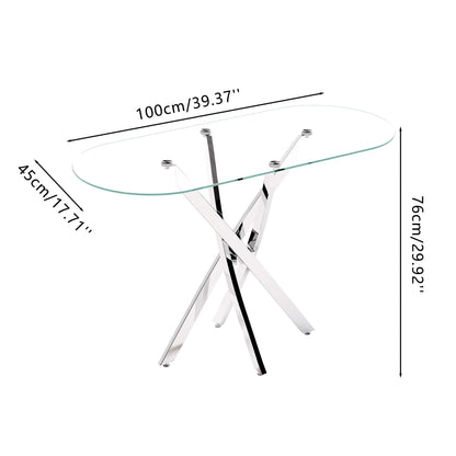 GOLDFAN Glass Console Table Modern Contemporary Style Hallway Table with Chrome Tubular Legs Foyer Table for Entryway, Living Room, Office