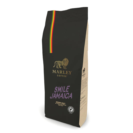 Marley Coffee 20% Jamaica Blue Mountain Medium Roast Coffee Beans 1kg - Smile Jamaica Blend - Marley Coffee - From The Marley Family - Rainforest