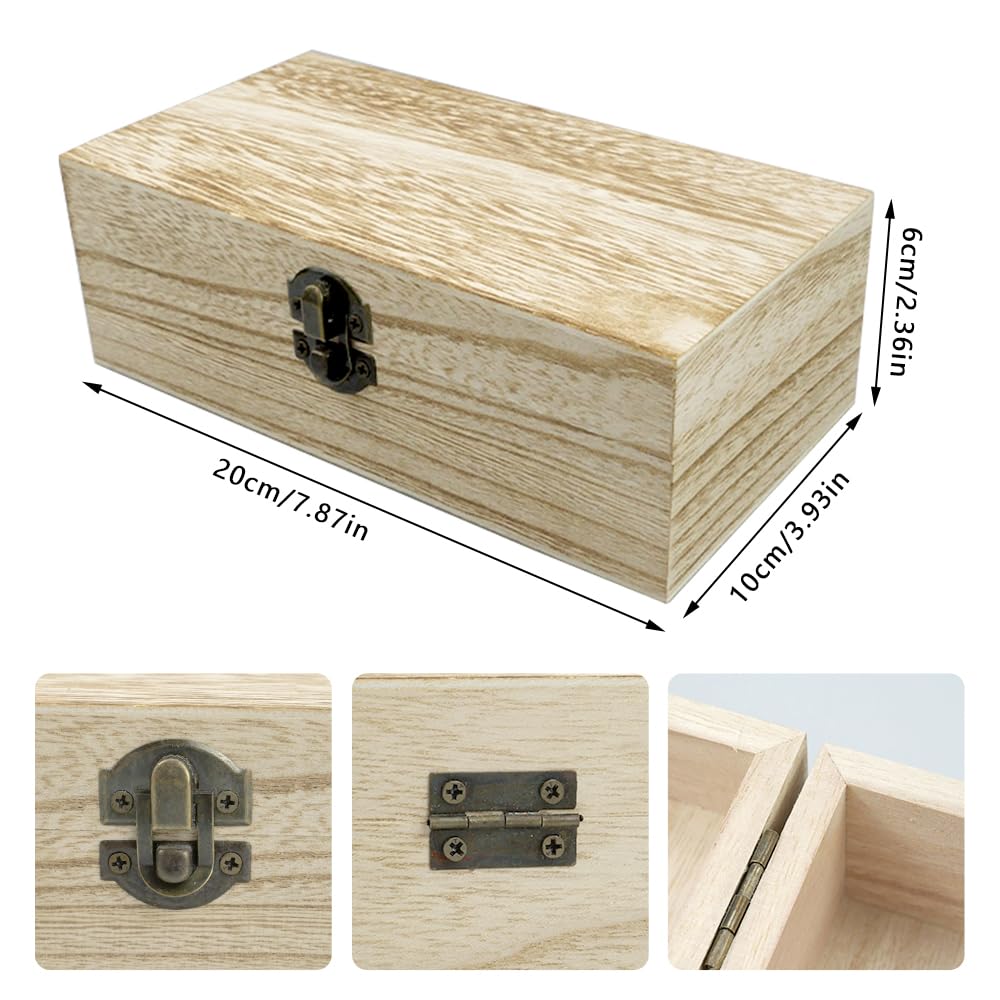 oupados Unfinished Wooden Boxes Brown Wooden Box With Lid Small Wooden Box