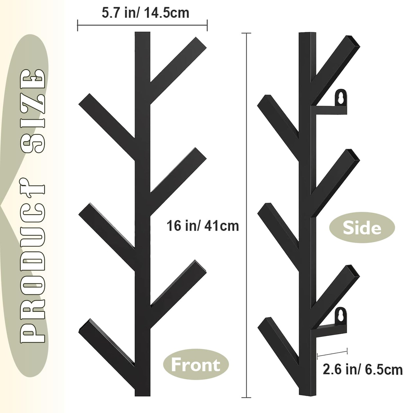 Funvalley Surperfect 2Pack Coat Rack Wall Mounted, Entryway Hall Tree Shaped Coat Rack for Wall