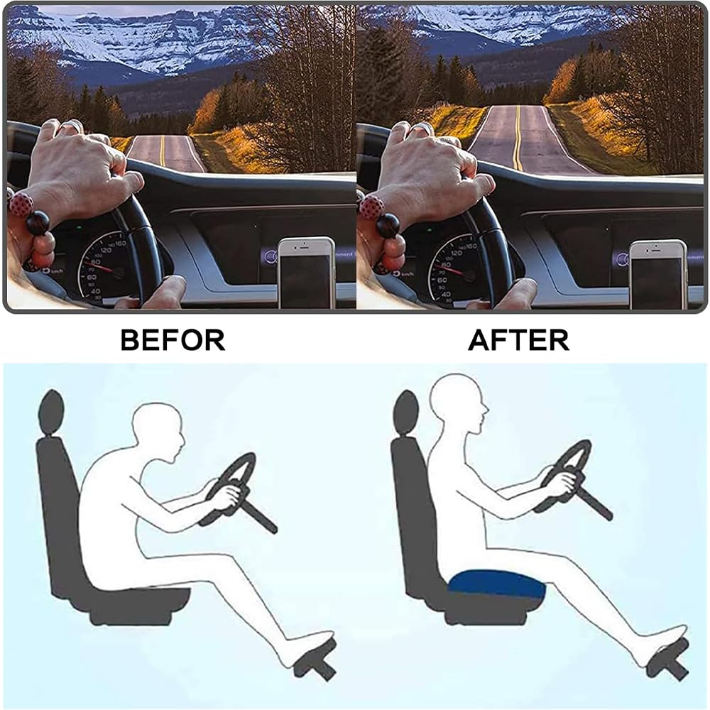 Accmuzzy Car Seat Cushion,Memory Foam Adult Car Booster Seat,Car Seat Cushions for Driving,Soft Comfort Car Seat Cushion for Height,Car Booster Seat