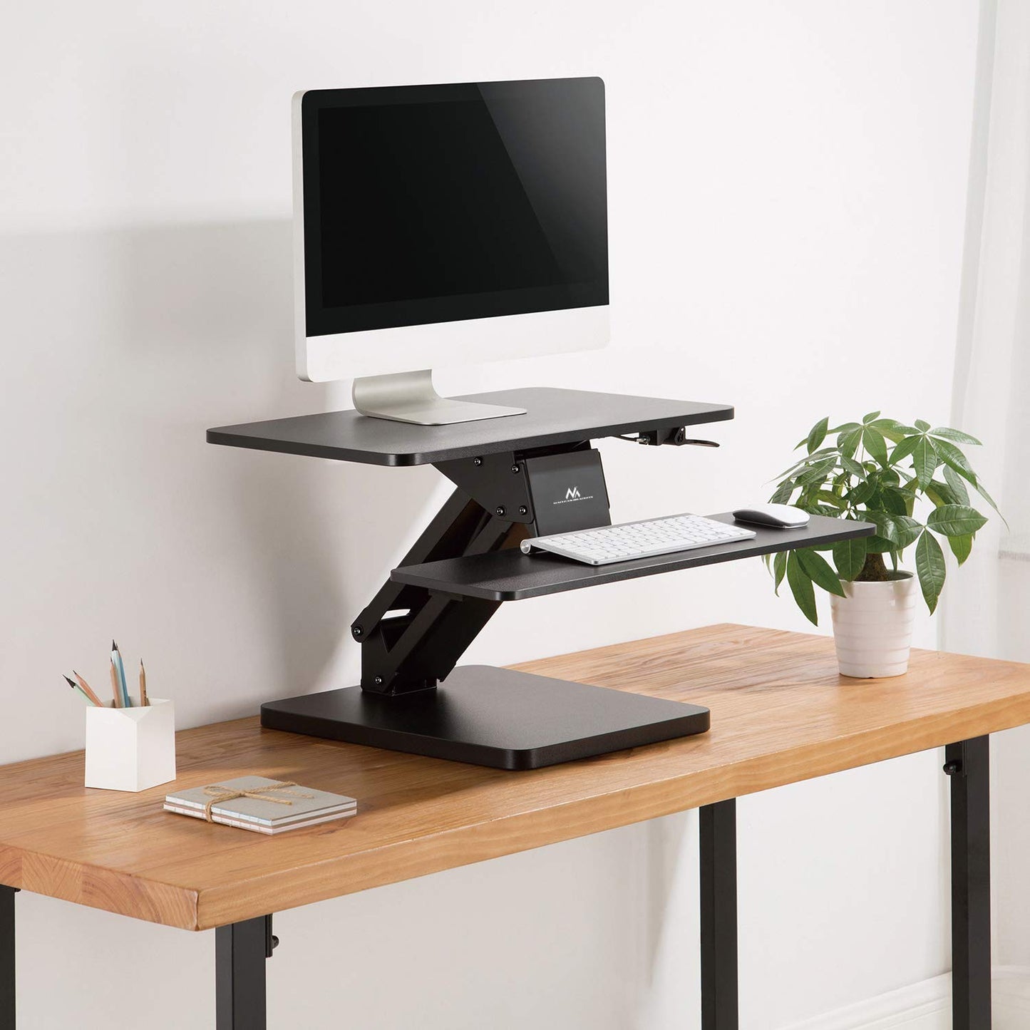 Maclean MC-882 Desk Workstation Height Adjustable Computer Keyboard Laptop Table Gas Spring Computer Stand Black