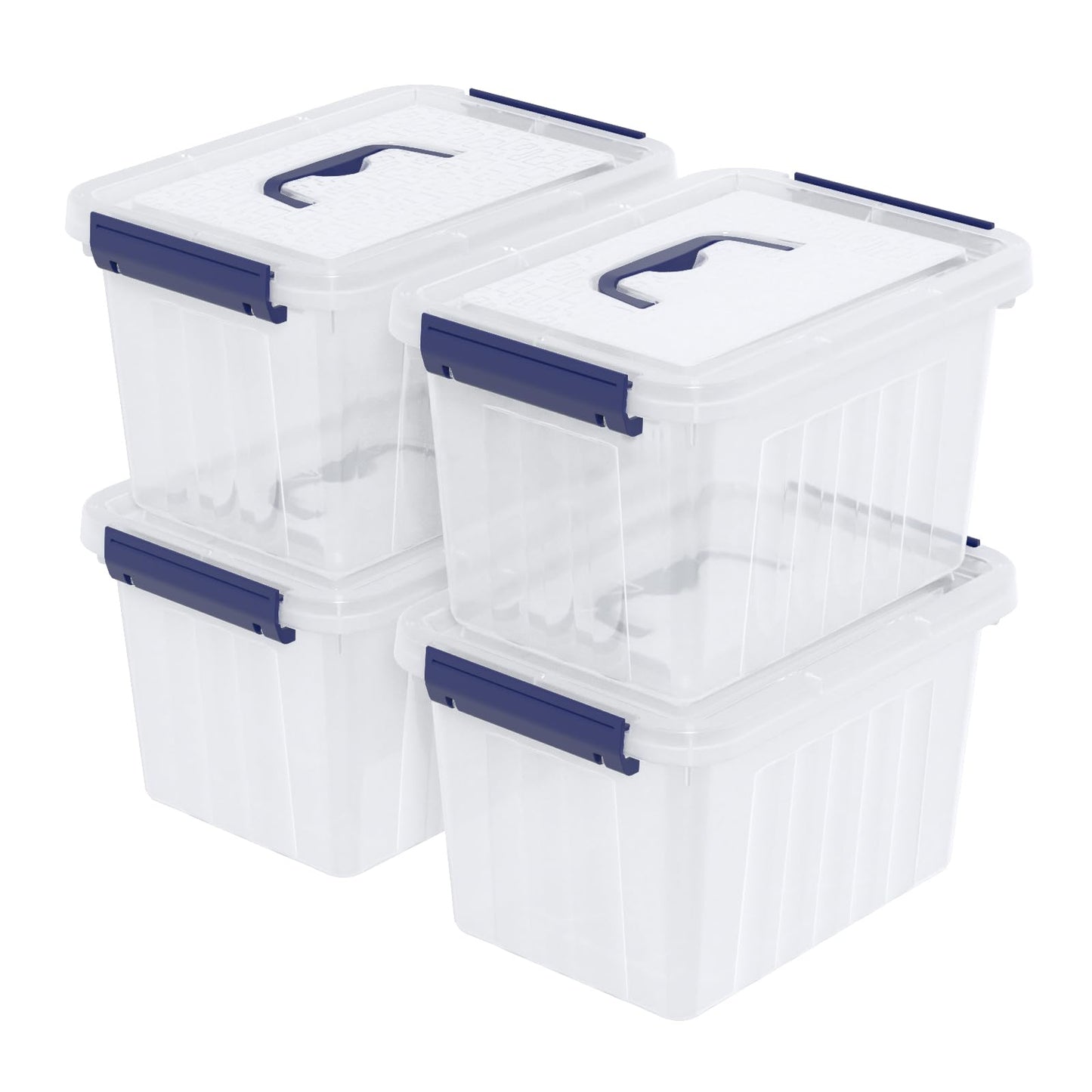 Ortodayes 4 Pack Clear Latch Box with Handle, 6 L Clear Lidded Storage Box Set