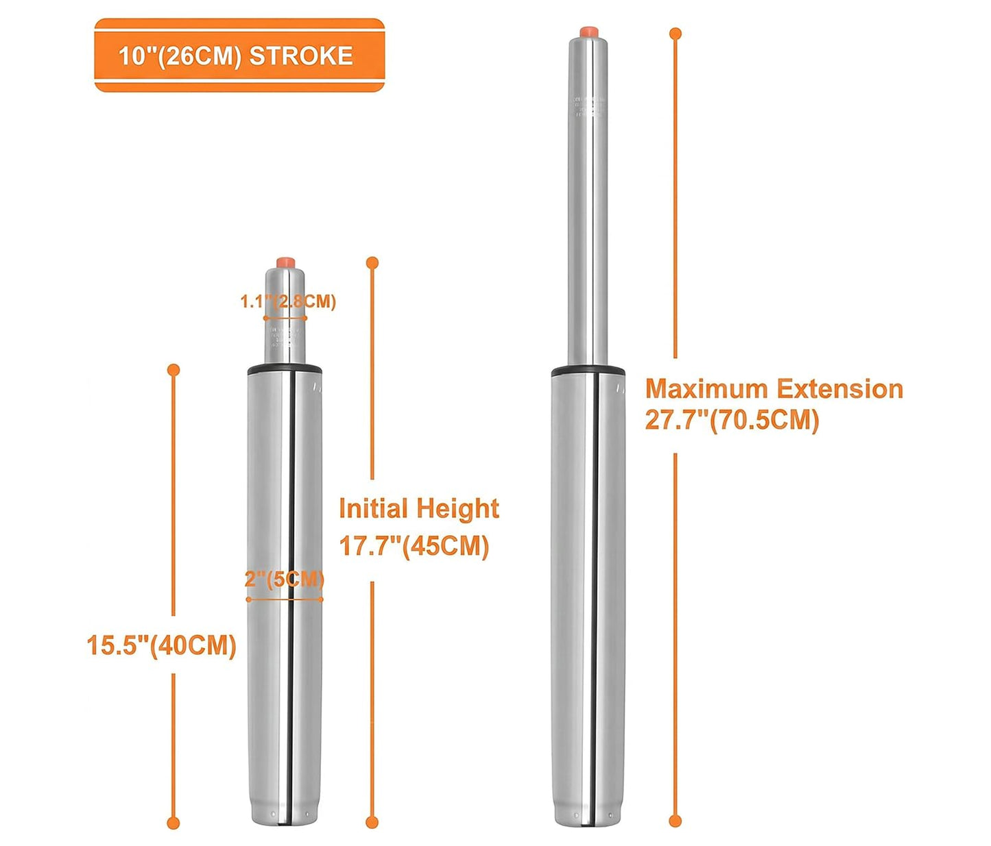 McDooFly Drafting Stool Bar Stool Gas Lift Cylinder Replacement Part,Tall Heavy Duty Hydraulic Pneumatic Piston for Drafting Chair