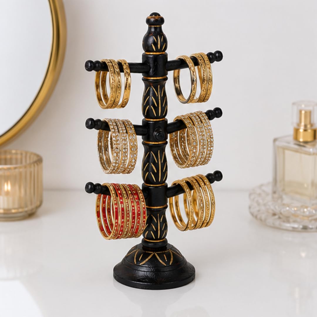 BIGNAY Wooden Bangle Stand Organizer | Bracelet & Watch Display Holder | Jewelry Storage Rack for Dressing Table, Home & Retail Display