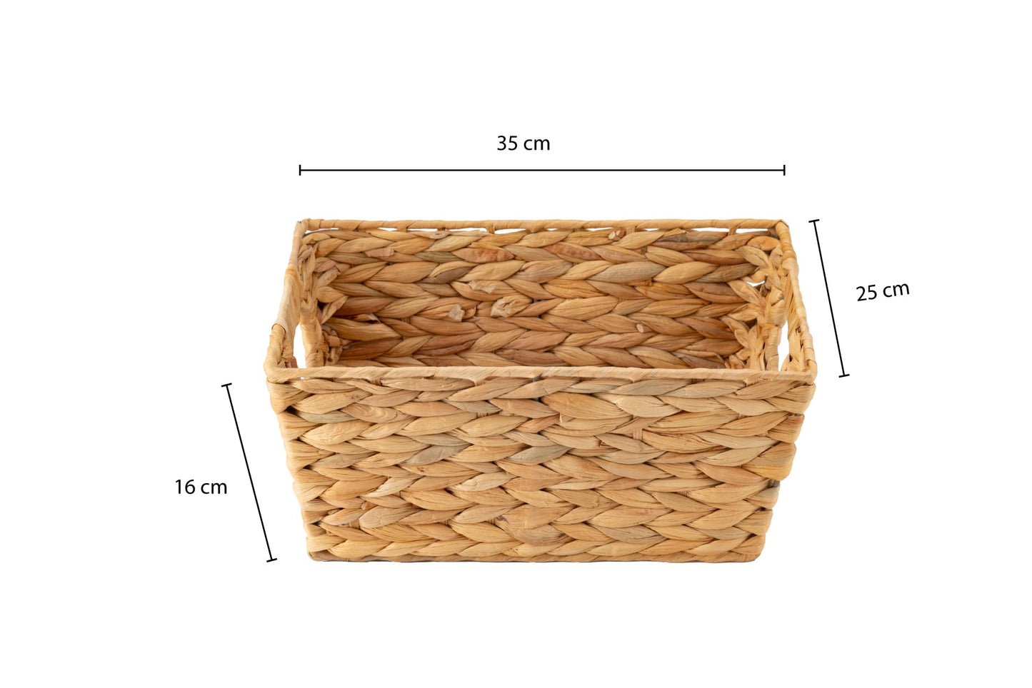 ECHTWERK Water Hyacinth Storage Basket, Rectangular, 35 x 25 x 16 cm, Natural Colours, Wicker Basket, Stackable for Bathroom, Office & Living Room