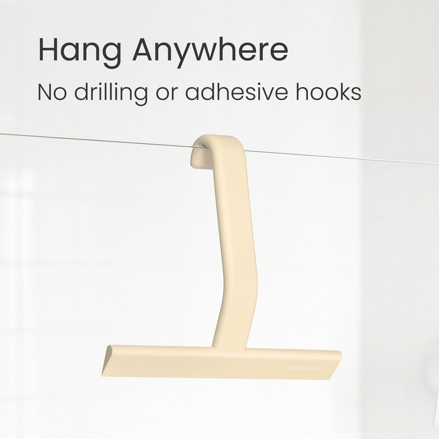 dancemoon JustHang Shower Squeegee with Built-in Hook, 25 cm, Sand Beige