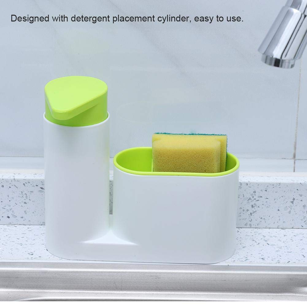 Socobeta Soap Dispenser Storage Kit, Of Scale Detergent Soap Dispenser Sink Sponge Storage Compact Multifunctionalbathroom ABS for Kitchen(green)