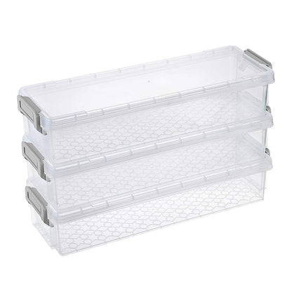 SUMTree 3 Pack Plastic Clear Storage Containers with Grey Clip 1.5L Grey