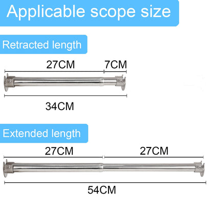 Wardlock 69-120cm Extendable Stainless Steel Wardrobe Rail, Adjustable Clothes Rail Pole With U Shaped End Sockets.