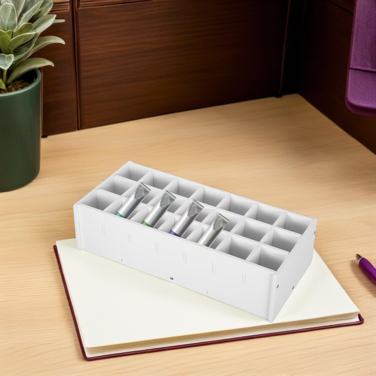 Holibanna Paint Organiser 21-Slot Paint Bottle Storage Rack Desktop Pigment Bottle Holder for Paints Inks and Watercolours 13.50 X 6.30 X 3.50 in
