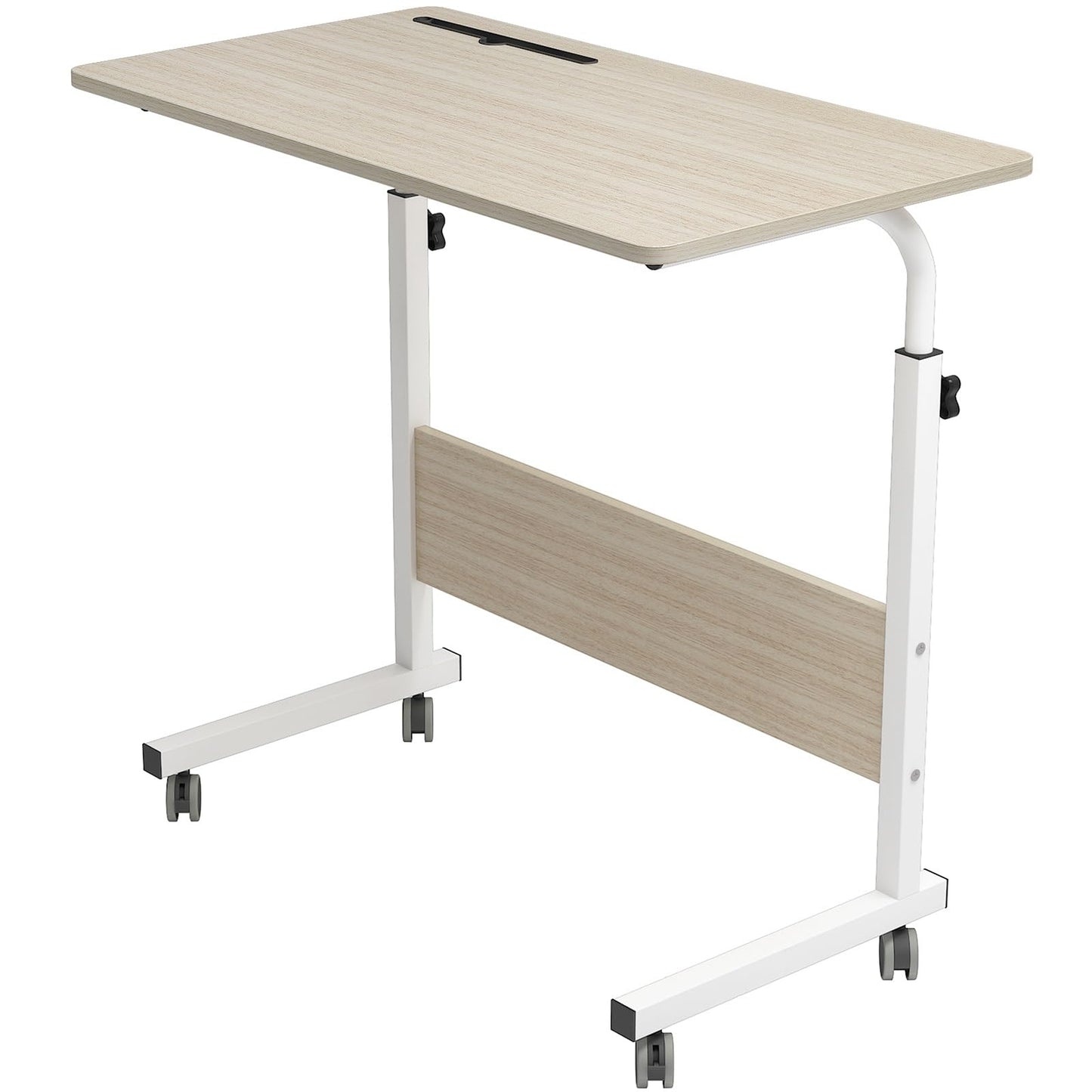 sogesfurniture 80 * 40cm Adjustable Height Laptop Table with Tablet Slot, Mobile Computer Stand Desk Portable Side Table for Bed Sofa