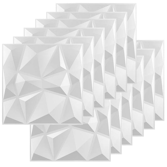 12 Pcs 3D Wall Panels PVC Panel, Facade Cladding, Ceiling Panels, Gaming Wall Panels, Wallpaper for Living Room, Bedroom (11.8 x 11.8 Inch, White)