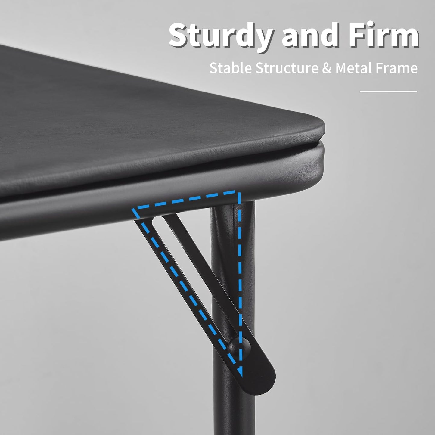 KAIHAOWIN Metal Folding Table, Small Foldable Desk with Vinyl Top, Powder-Coated Steel Legs