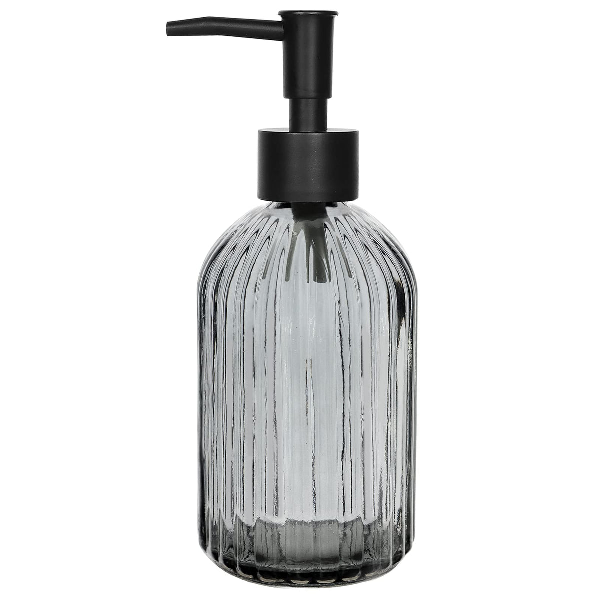 Topsky Glass Soap Dispenser with Black Plastic Rustproof Pump, 400ml Grey
