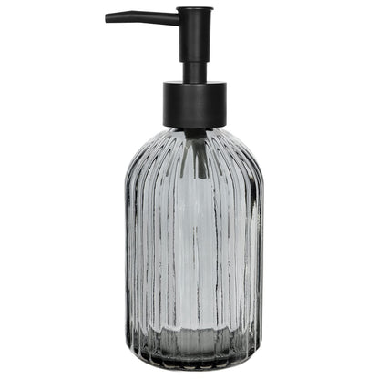 Topsky Glass Soap Dispenser with Black Plastic Rustproof Pump, 400ml Grey