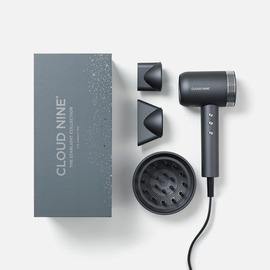 CLOUD NINE The Airshot Pro Hair Dryer Starlight Collection Grey | Powerful Salon Self Clean Mode Long Lasting Temperature Control | Eco Precision