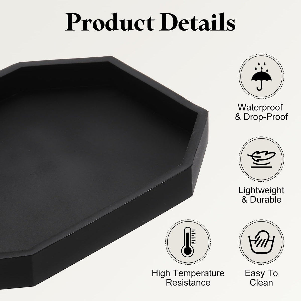 sourcing map 2Pcs Bathroom Vanity Tray, 7.9" x 6" Octagon Silicone Soap Dispenser Trays