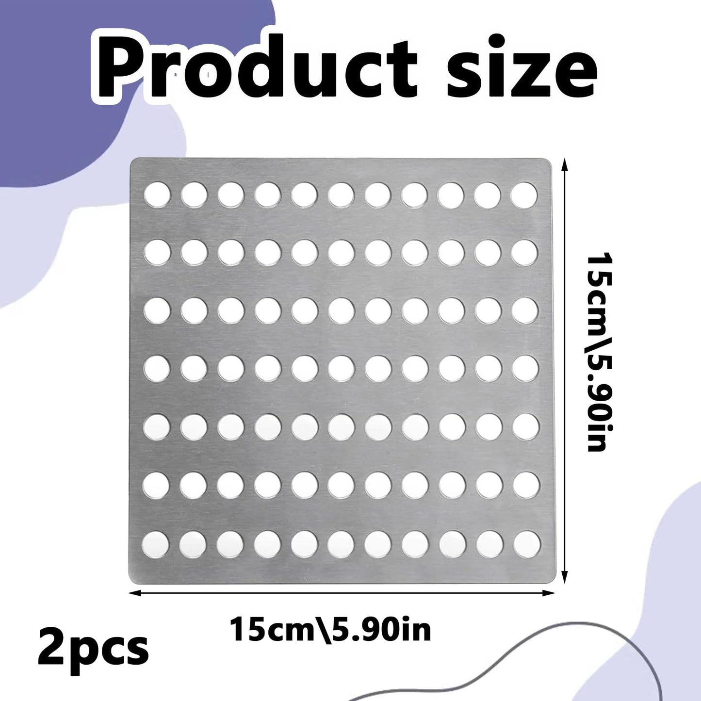 2Pack Square Drain Covers Outdoor Steel Rustproof Mesh Drainage