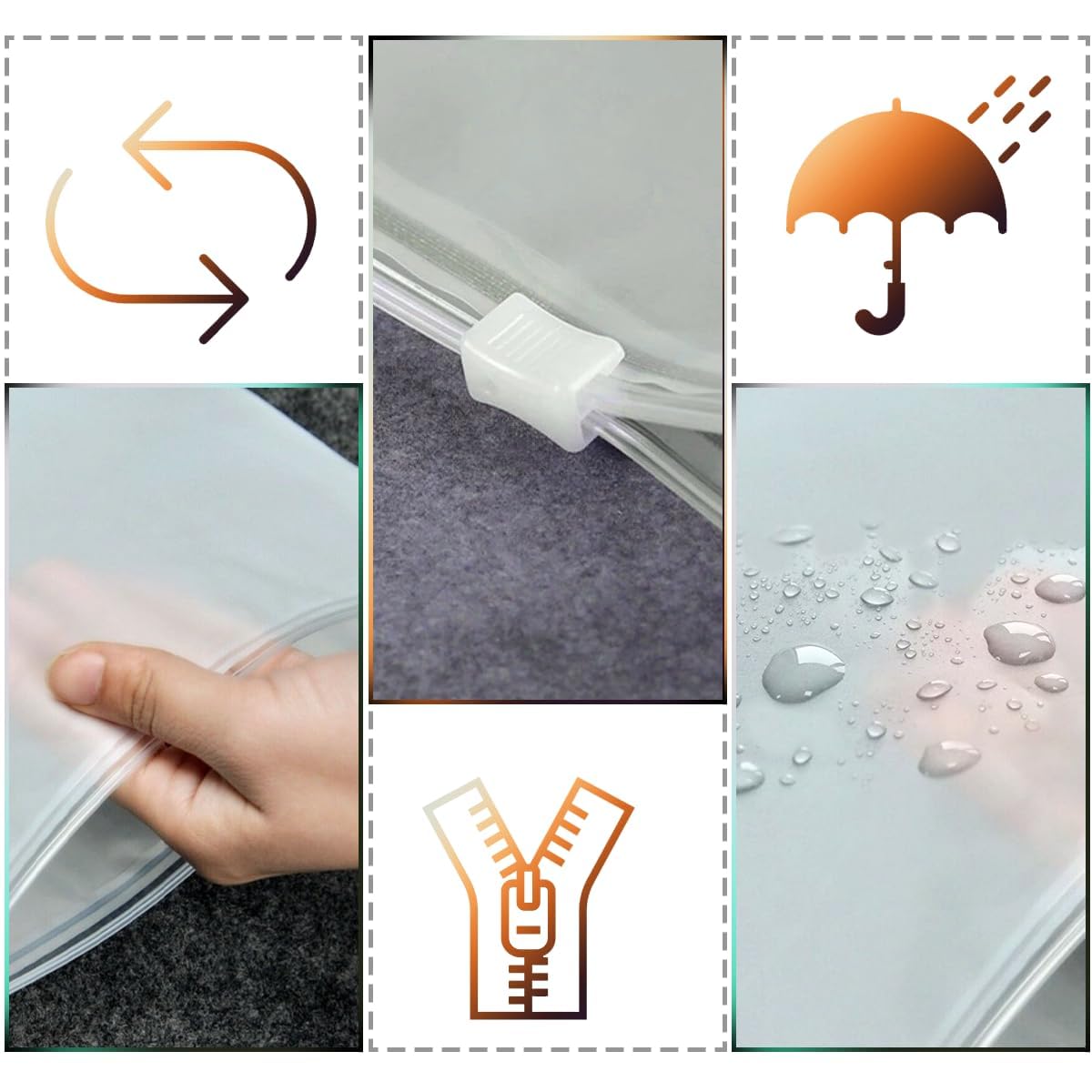 Reusable Zip Lock Bags, 24pcs 40x60cm Plastic Travel Storage Organiser No Holes Hospital Pouches Frosted Waterproof Ziplock Bags for Clothes, Shoes