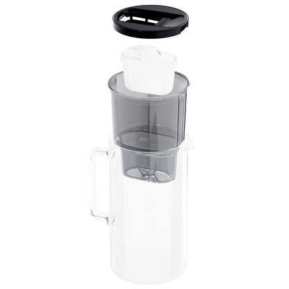 Wessper Glass Water Filter Jug + 1 Water Filter Cartridge | Replacement for Dafi Unimax Aquaphor A5 BRITA Maxtra+ Philips AWP212/10 Filter | 3 Litre |