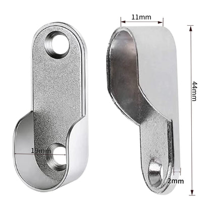 6-Piece Zinc Alloy Oval Wardrobe Hanging Rails Fittings - Easy Installation or Removal for Shower Curtain Closet Silver