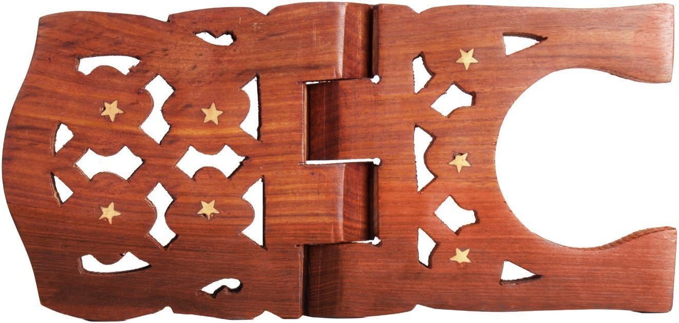 IBLAY Beautifully Hand Carved Quaran Holy Geeta Bible Holder Support Folding Religious Prayer Stand Wooden Holy Book Stand