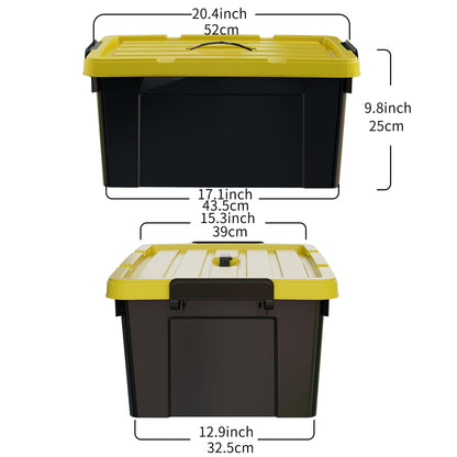 Cetomo 35L*6 Storage Boxes, Plastic Storage Box with Lids, Container with Handle for Tool, Outdoor, Garden, Home, Stackable, Nesting