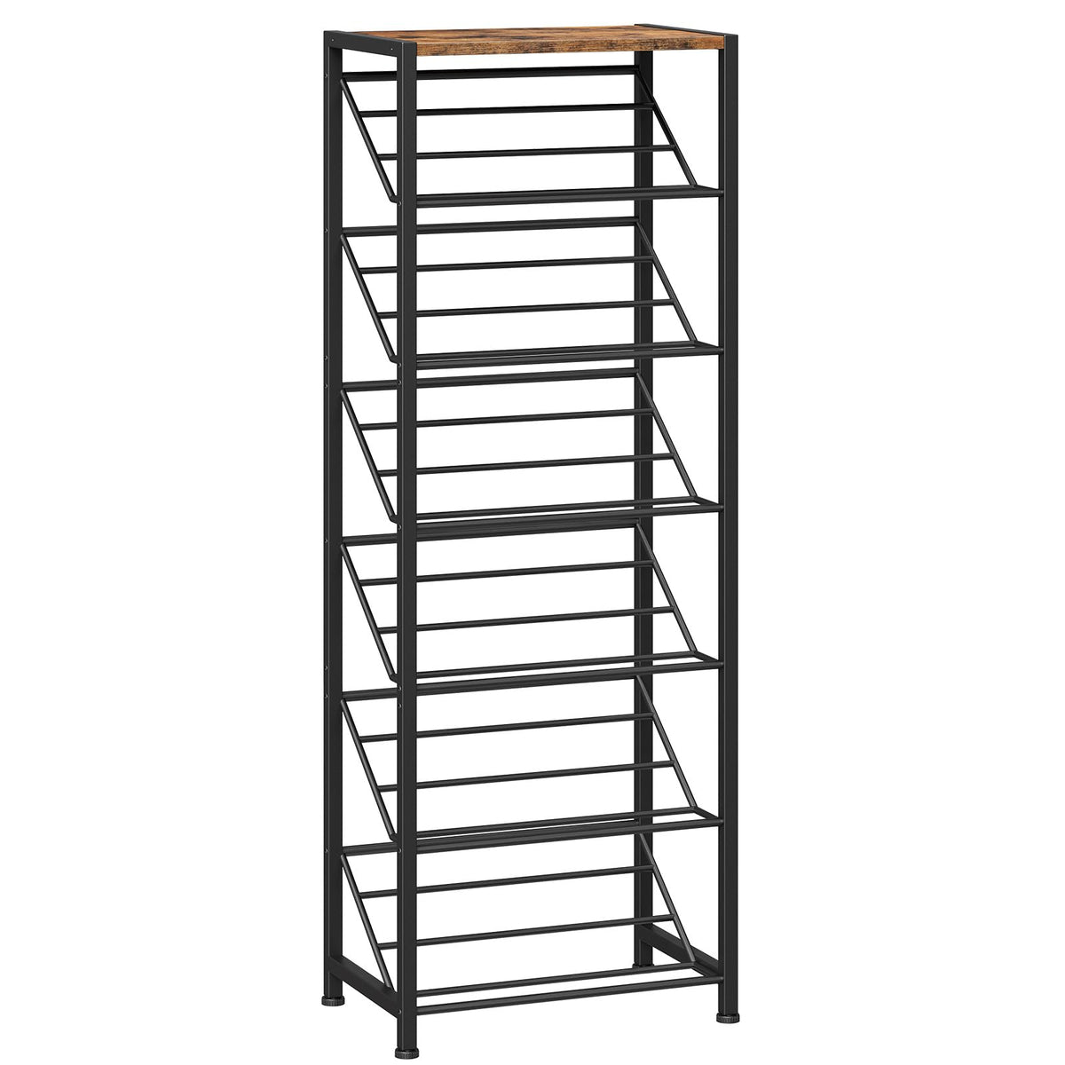 HOOBRO Shoe Rack for Entryway, 7-Tier Slanted Shoe Storage Shelf, Slim Shoe Organizer, Narrow Shoe Holder for Small Space, Hallway, Garage, Closet