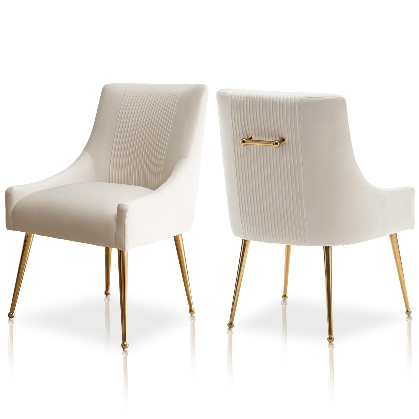 SEYNAR Modern Dining Chairs, Velvet Upholstered Dining Room Chairs with Gold Legs,Tufted Accent Chair Set of 2 for Reception Room Living Room Study