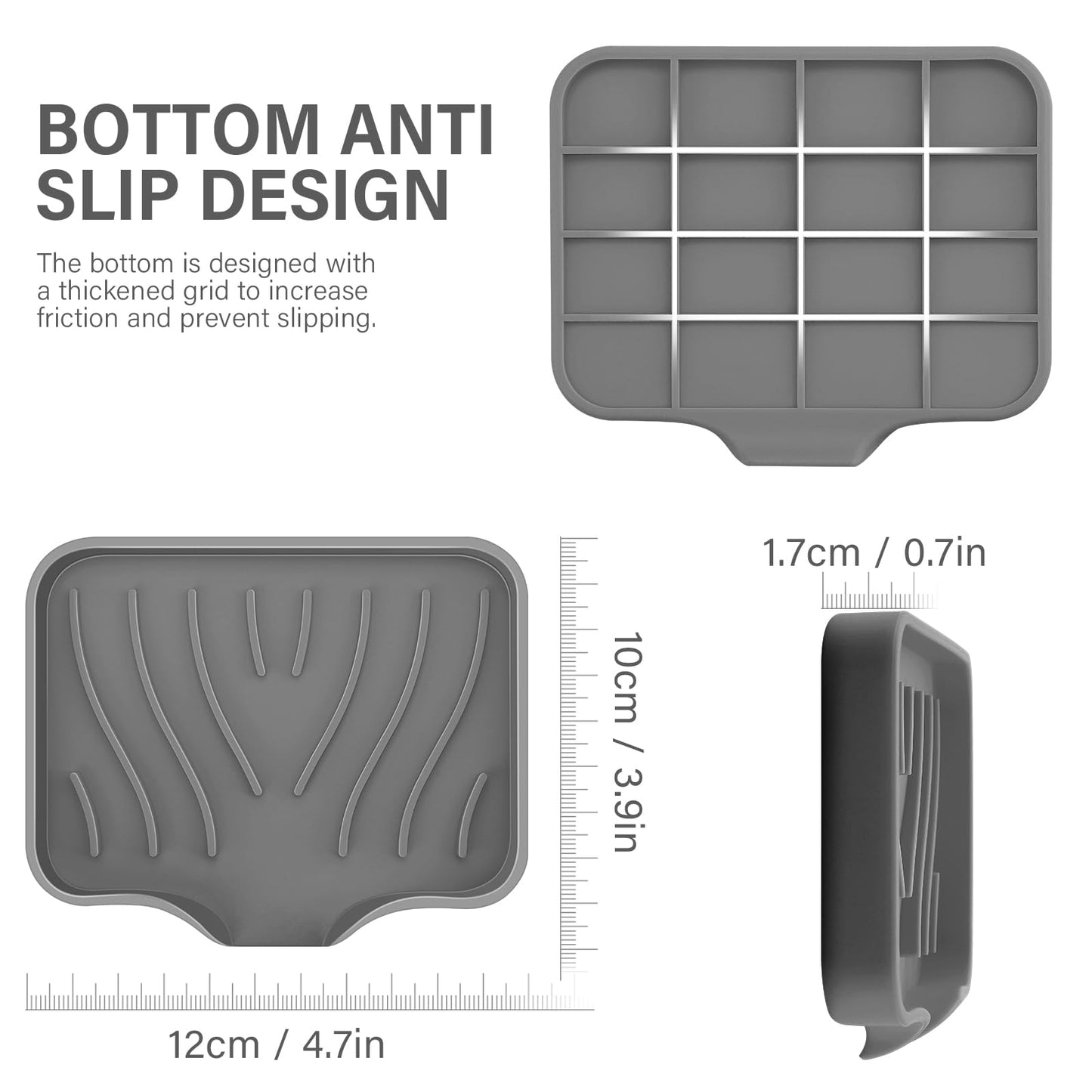 Silicone Soap Dish with Drain, SAISN Kitchen Soap Tray for Shower 2 Pack Self Draining Soap Dish Soft Bathroom Soap Holder for Kitchen Sink Flexible