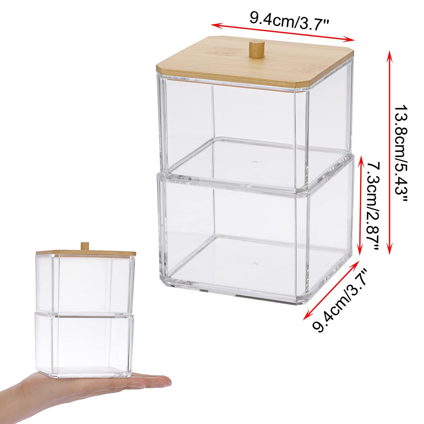 SUMTree Stackable Qtip Cotton Ball Holder 2-Layer Qtip Dispenser with Lid