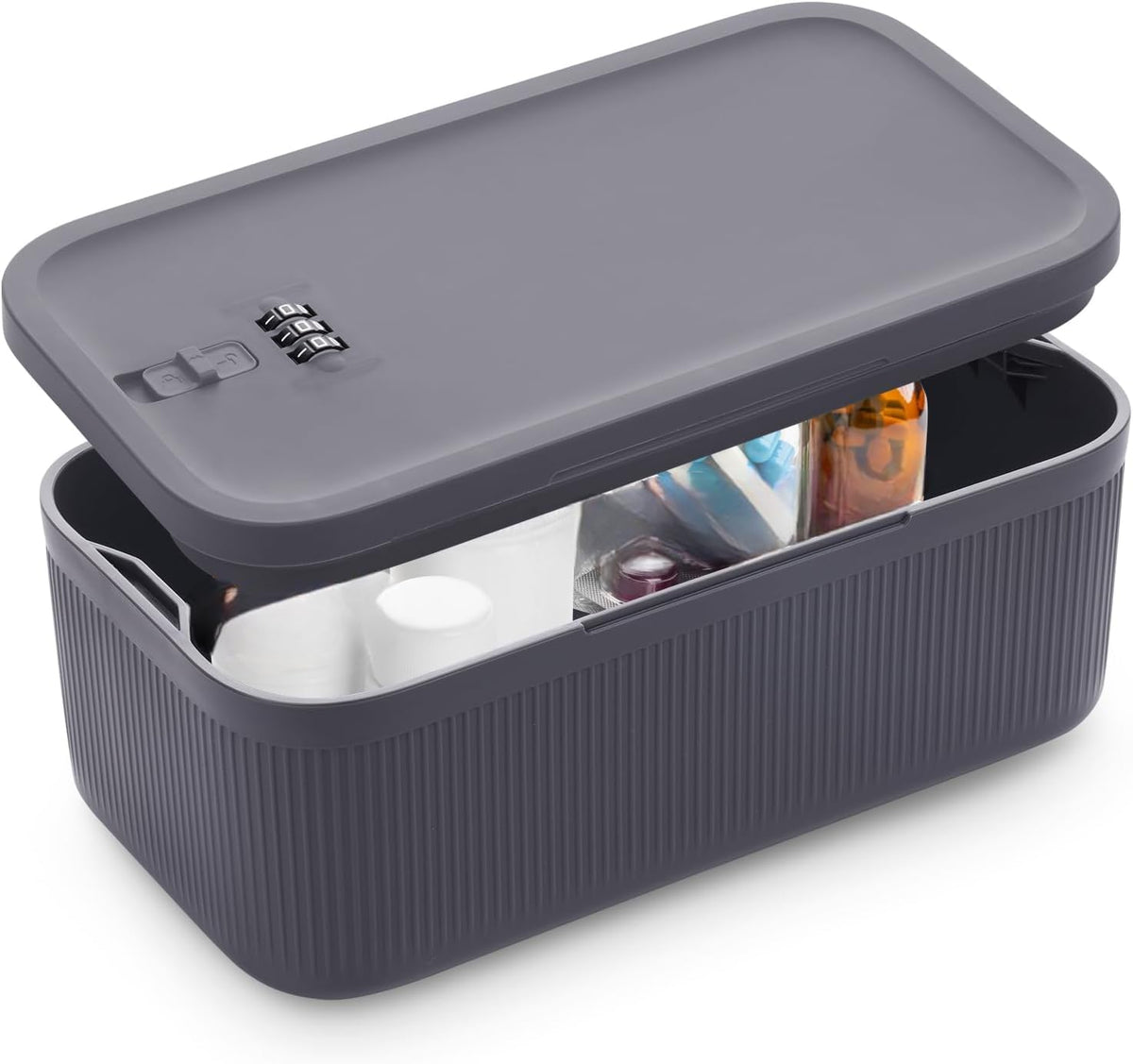 Sightday Lockable Storage Box,Medicine Storage Box,Fridge Lock Box For Kitchen/Home/School/Fridge/Personal/Travel/Office/Cell PhoneGrey