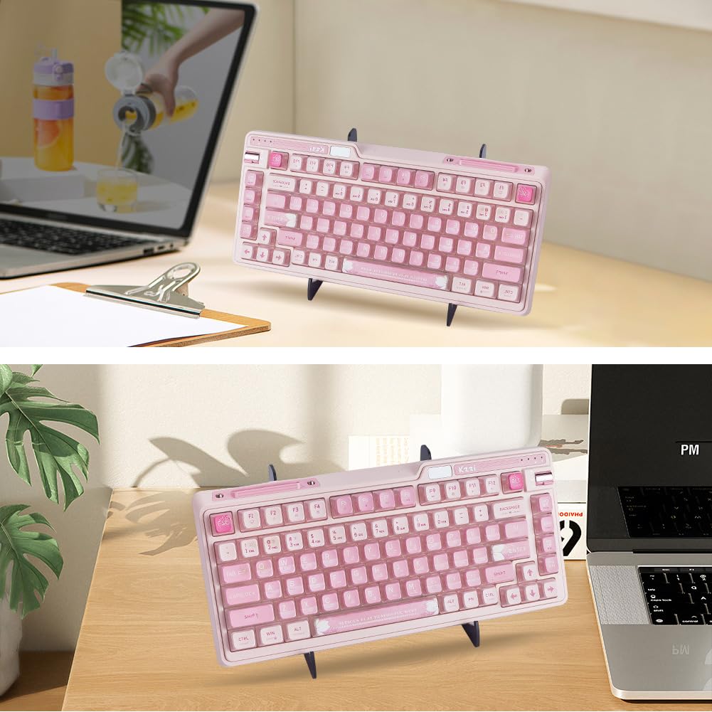 CRASPIRE Acrylic Keyboard Display Stand 2-Tier Portable Keyboard Display Shelf Black Display Keyboard Holder Removable Keyboard Storage Holder for