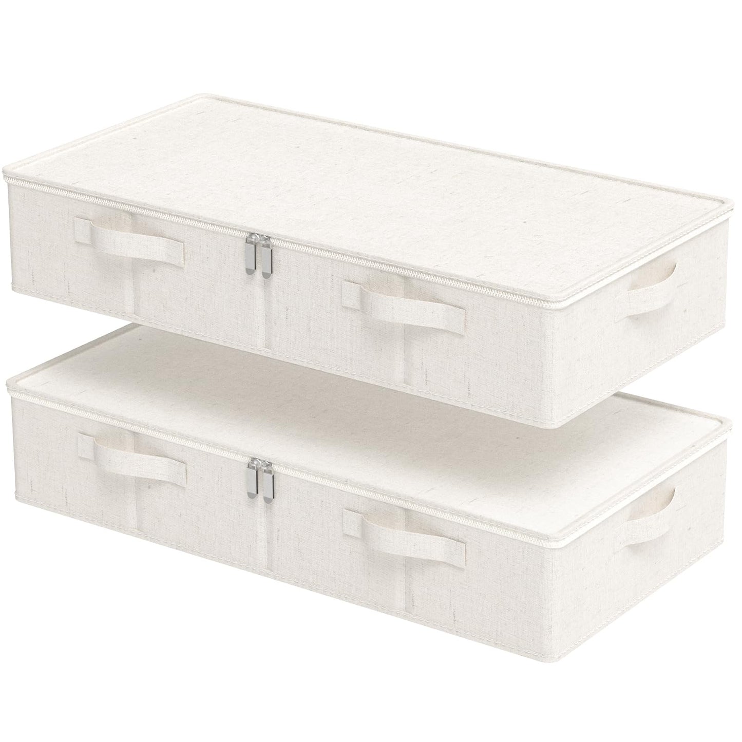 ENUMAIL Underbed Storage Basket with PP Panel,80x40x15cm,Beige,2 Pack
