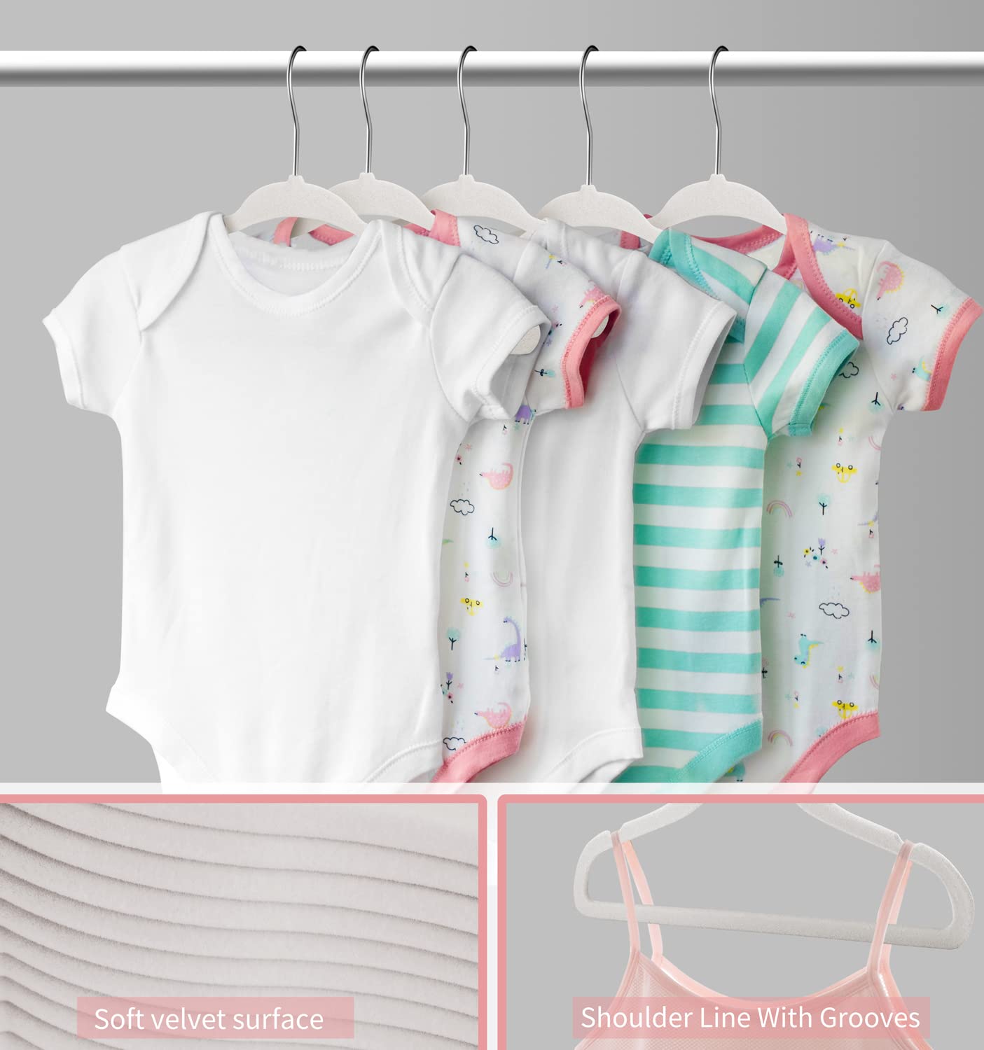 MangoKit Non-Slip Baby Velvet Hangers, Newborn Coat Hangers 15 Pack White