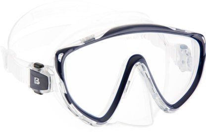 CRESSI Tino & Scilla Clear/Blue Navy - Adult Combo Set Tino Snorkeling Mask and Snorkel Scilla, Clear/Blue Navy, One Size