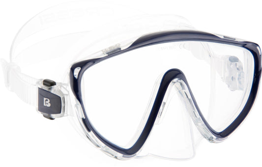 CRESSI Tino Adventure Set Clear/Blue Navy [L/XL] - Snorkel Set Tonga Fins, Tino Mask and Scilla Snorkel for Snorkelling and Diving, Transparent/Blue