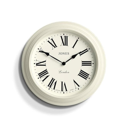 Jones Clocks Supper Club wall clock | Large classic round clock | 40cm | Pale cream | Roman numerals |Traditional design ideal for kitchen or living