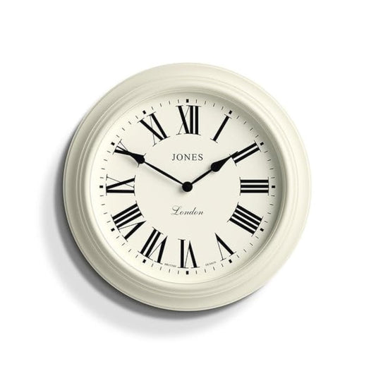 Jones Clocks Supper Club wall clock | Large classic round clock | 40cm | Pale cream | Roman numerals |Traditional design ideal for kitchen or living