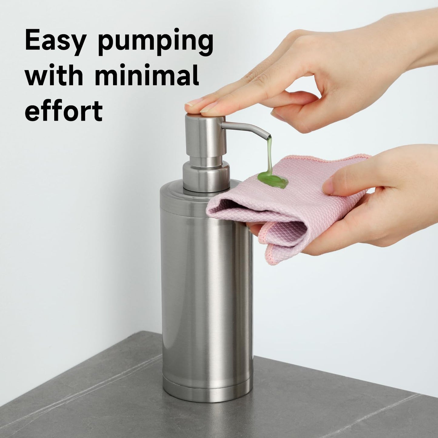 GAPPO Brushed Nickle Soap Dispenser Stainless Steel Metal Pump Hand Lotion Bottle for Bathroom, Bedroom and Kitchen