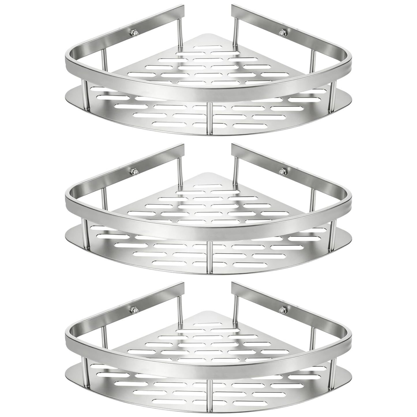 Suimlmta 3 Tier Corner Shower Caddy, No Drill Shower Shelf Organiser Wall Mounted Bathroom Shelves Storage Rack Fit for Showers Toilet Dorm Kitchen