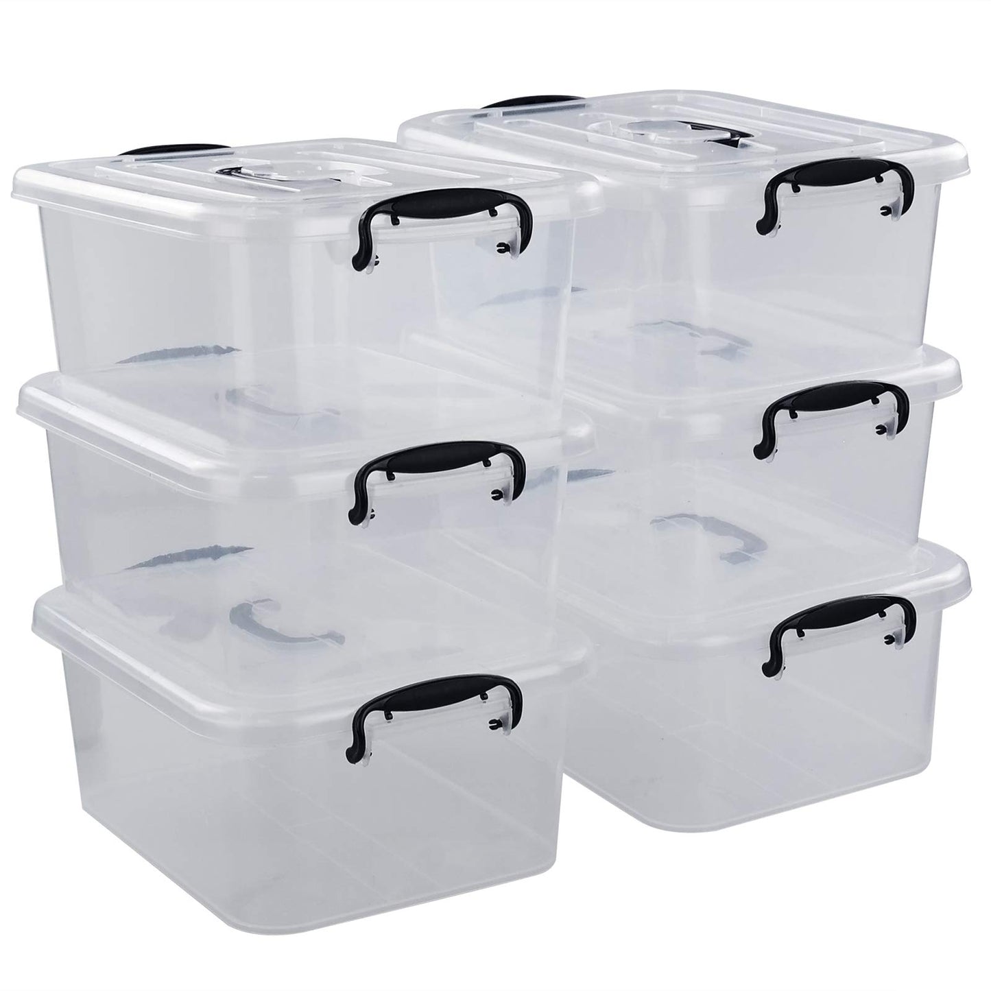 Bringer 6-Pack 8 L Clear Plastic Storage Boxes, Clear Latch Boxes